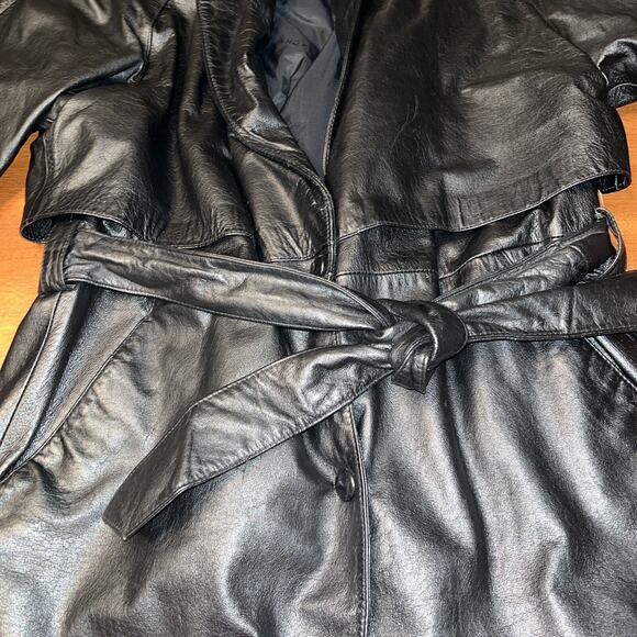 VTG Black Wilson Leather Jacket Coat Sz XS Womens Trench Thinsulate - Picture 3 of 6